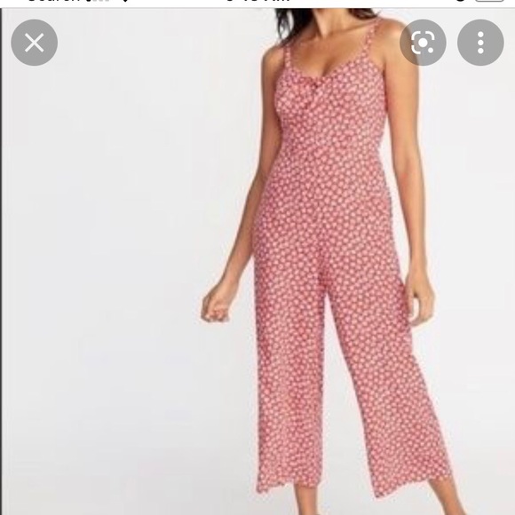 Old Navy Pants & Jumpsuits Red Floral Jumpsuit Poshmark